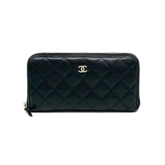 CHANEL CHANEL Matelasse Coco Mark Lambskin Round Zip Long Wallet