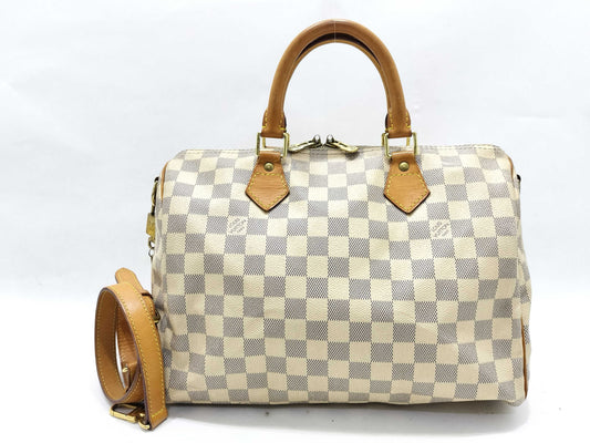 LOUIS VUITTON DU0193 Damier Azur Speedy 25 2-Way Handbag/Shoulder Bag DU0193