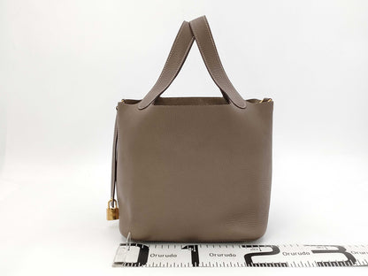 HERMES Picotin MM Etoupe Gold Hardware C Stamp Taurillon Handbag