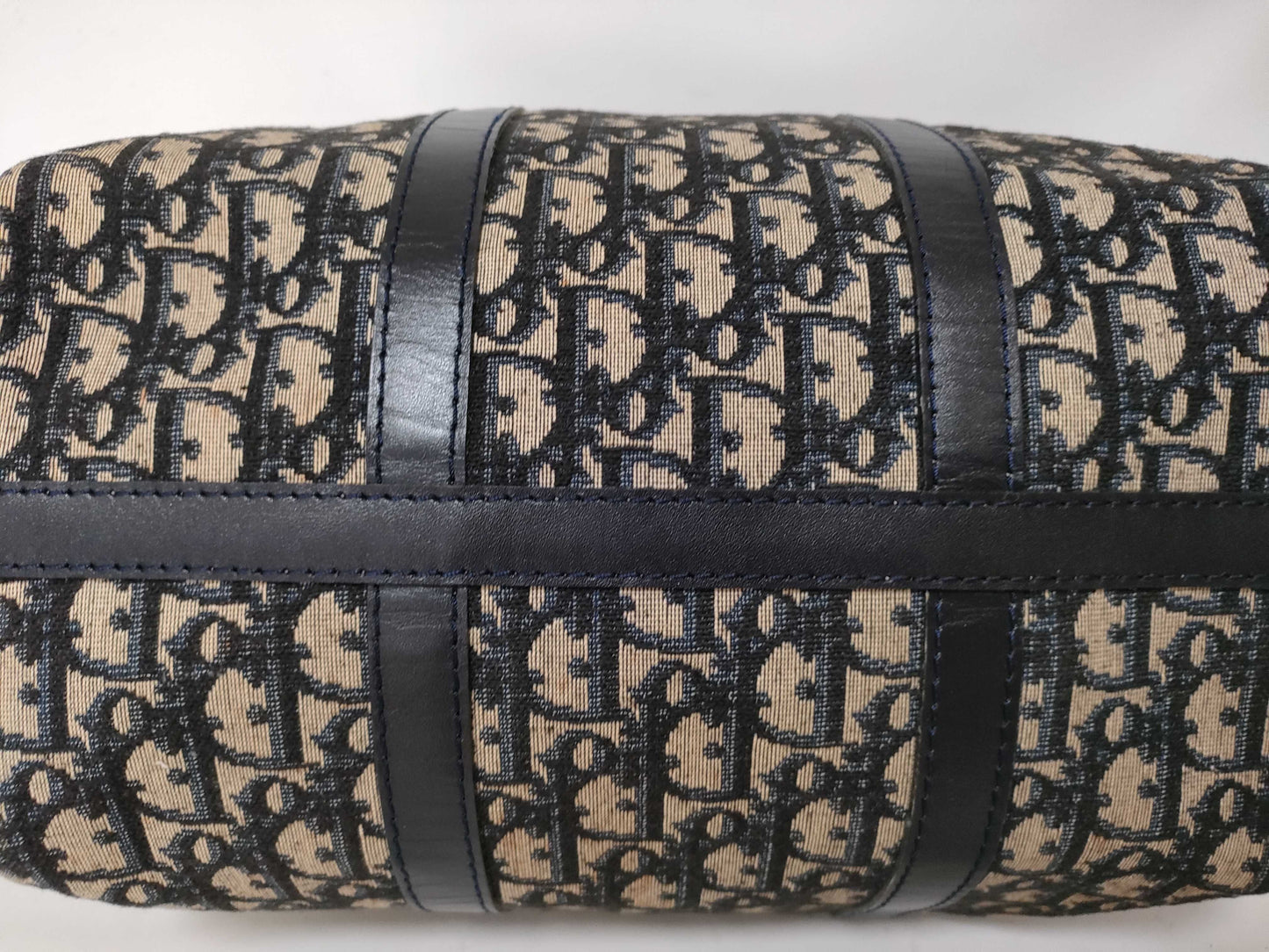 Dior Trotter Mini Boston Bag, Trotter Pattern, Navy Blue Canvas Boston Bag