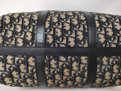 Dior Trotter Mini Boston Bag, Trotter Pattern, Navy Blue Canvas Boston Bag