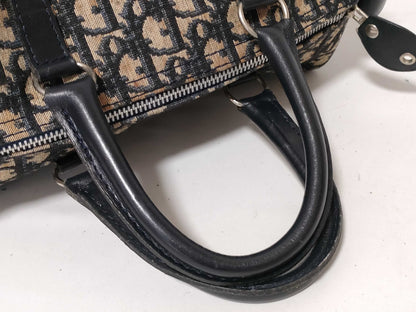 Dior Trotter Mini Boston Bag, Trotter Pattern, Navy Blue Canvas Boston Bag