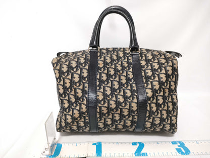 Dior Trotter Mini Boston Bag, Trotter Pattern, Navy Blue Canvas Boston Bag