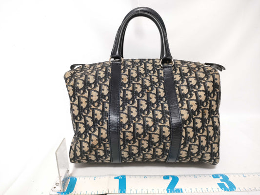 Dior Trotter Mini Boston Bag, Trotter Pattern, Navy Blue Canvas Boston Bag