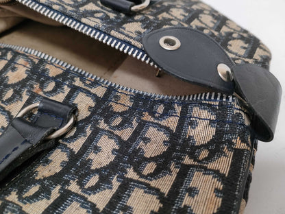 Dior Trotter Mini Boston Bag, Trotter Pattern, Navy Blue Canvas Boston Bag