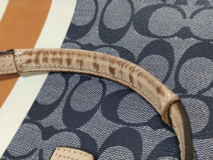 COACH Signature Coach Tote Bag Heritage Stripe Signature Tote Bag