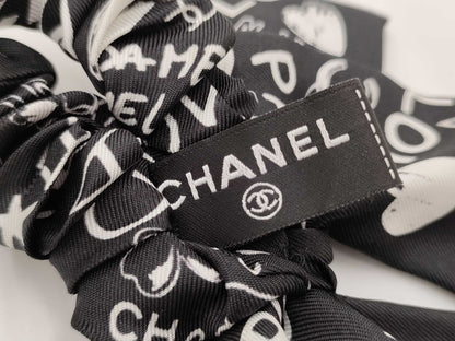 CHANEL CHANEL Coco Mark Scrunchie Black x White Hair Accessory Hair Accessory