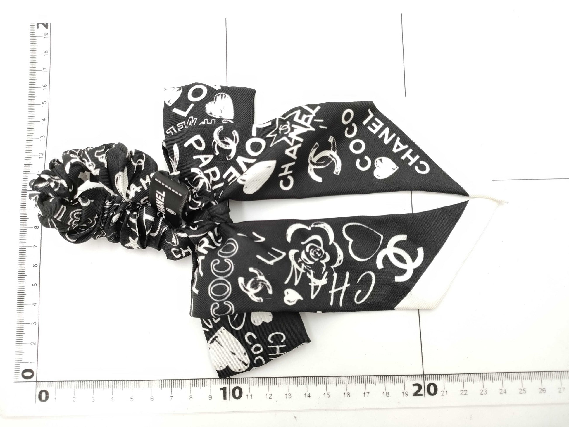 CHANEL CHANEL Coco Mark Scrunchie Black x White Hair Accessory Hair Accessory