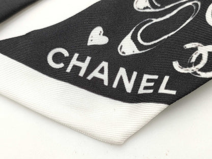 CHANEL CHANEL Coco Mark Scrunchie Black x White Hair Accessory Hair Accessory
