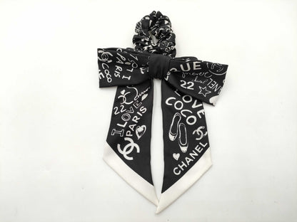 CHANEL CHANEL Coco Mark Scrunchie Black x White Hair Accessory Hair Accessory