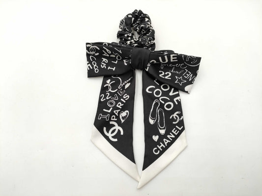 CHANEL CHANEL Coco Mark Scrunchie Black x White Hair Accessory Hair Accessory