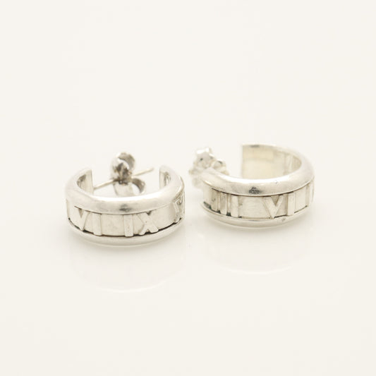 Tiffany & Co. Atlas Hoop Earrings, 925 Sterling Silver, 7.31g