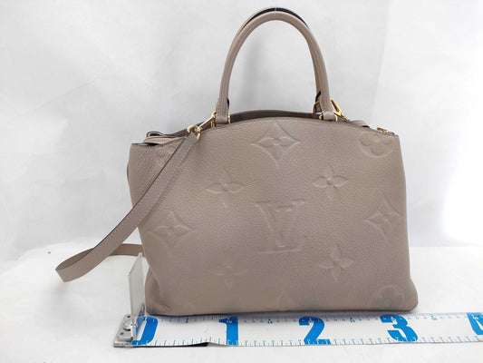 LOUIS VUITTON RFID Verified, Serial Number Unverifiable, Monogram Empreinte Grand Palais MM M45833 Beige Handbag, RFID Enabled