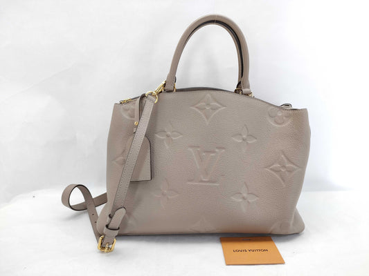 LOUIS VUITTON RFID Verified, Serial Number Unverifiable, Monogram Empreinte Grand Palais MM M45833 Beige Handbag, RFID Enabled