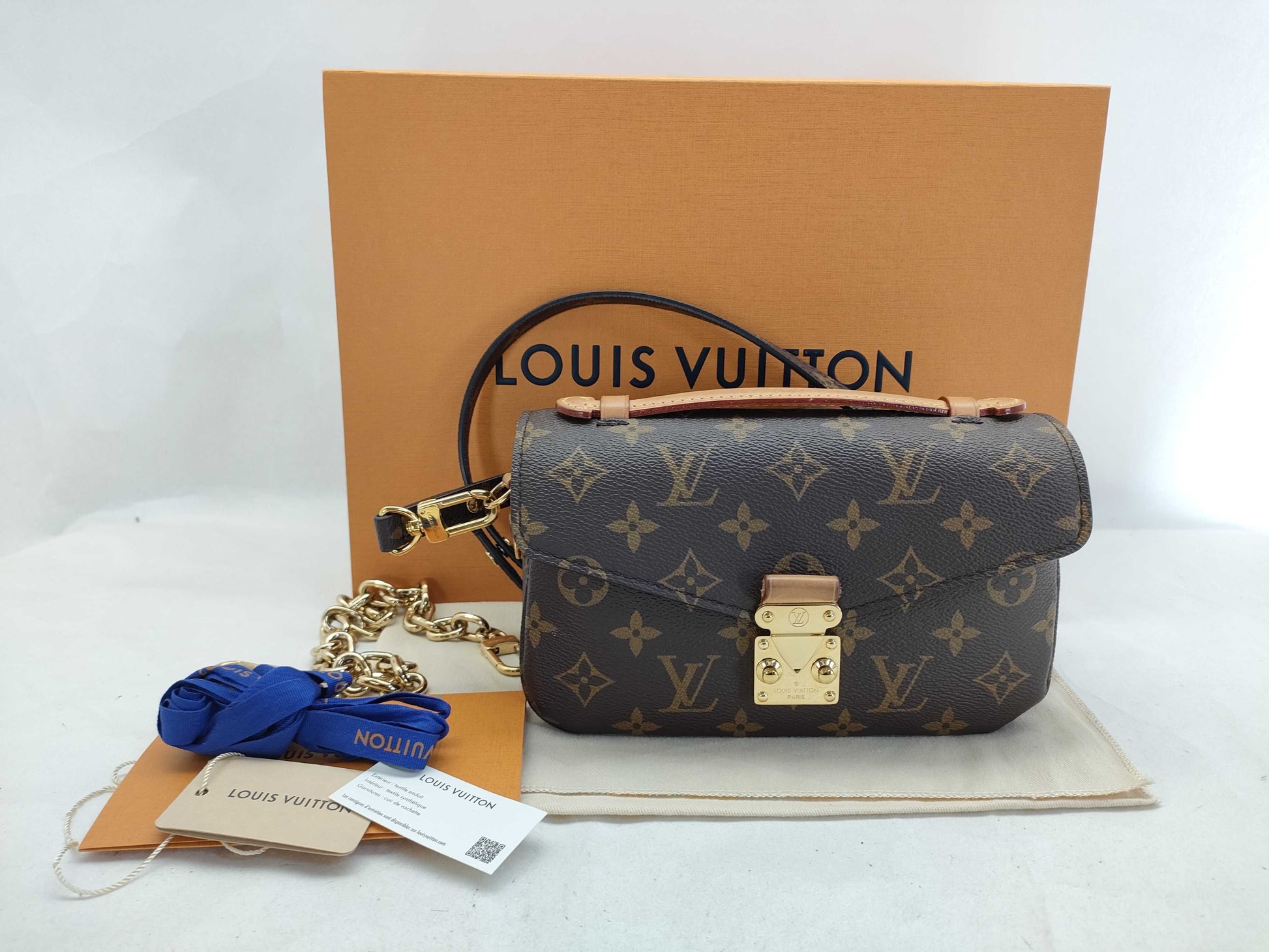 LOUIS VUITTON RFID Verified, Serial Number Unverifiable, Monogram Louis Vuitton Monogram Pochette Metis EW M46279 Brown RFID Enabled Shoulder Bag