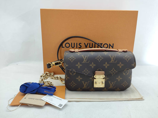 LOUIS VUITTON RFID Verified, Serial Number Unverifiable, Monogram Louis Vuitton Monogram Pochette Metis EW M46279 Brown RFID Enabled Shoulder Bag