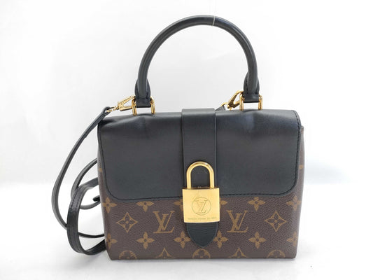 LOUIS VUITTON RFID Verified, Serial Number Unverifiable, Monogram Louis Vuitton Rocky BB M44141 Black x Brown RFID Enabled Handbag