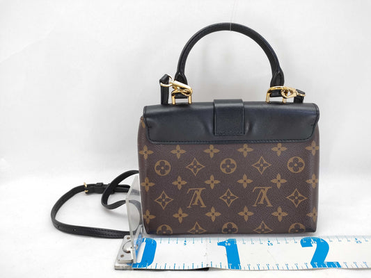 LOUIS VUITTON RFID Verified, Serial Number Unverifiable, Monogram Louis Vuitton Rocky BB M44141 Black x Brown RFID Enabled Handbag