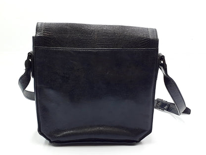 Yves Saint Laurent YSL logo lizard leather shoulder bag