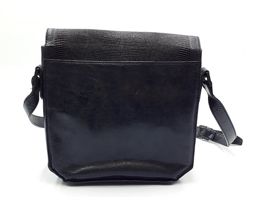 Yves Saint Laurent YSL logo lizard leather shoulder bag