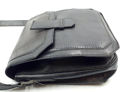 Yves Saint Laurent YSL logo lizard leather shoulder bag