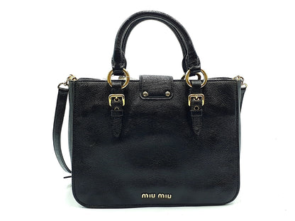 Miu Miu 2-way Madras Leather Handbag with Strap, Gold Hardware