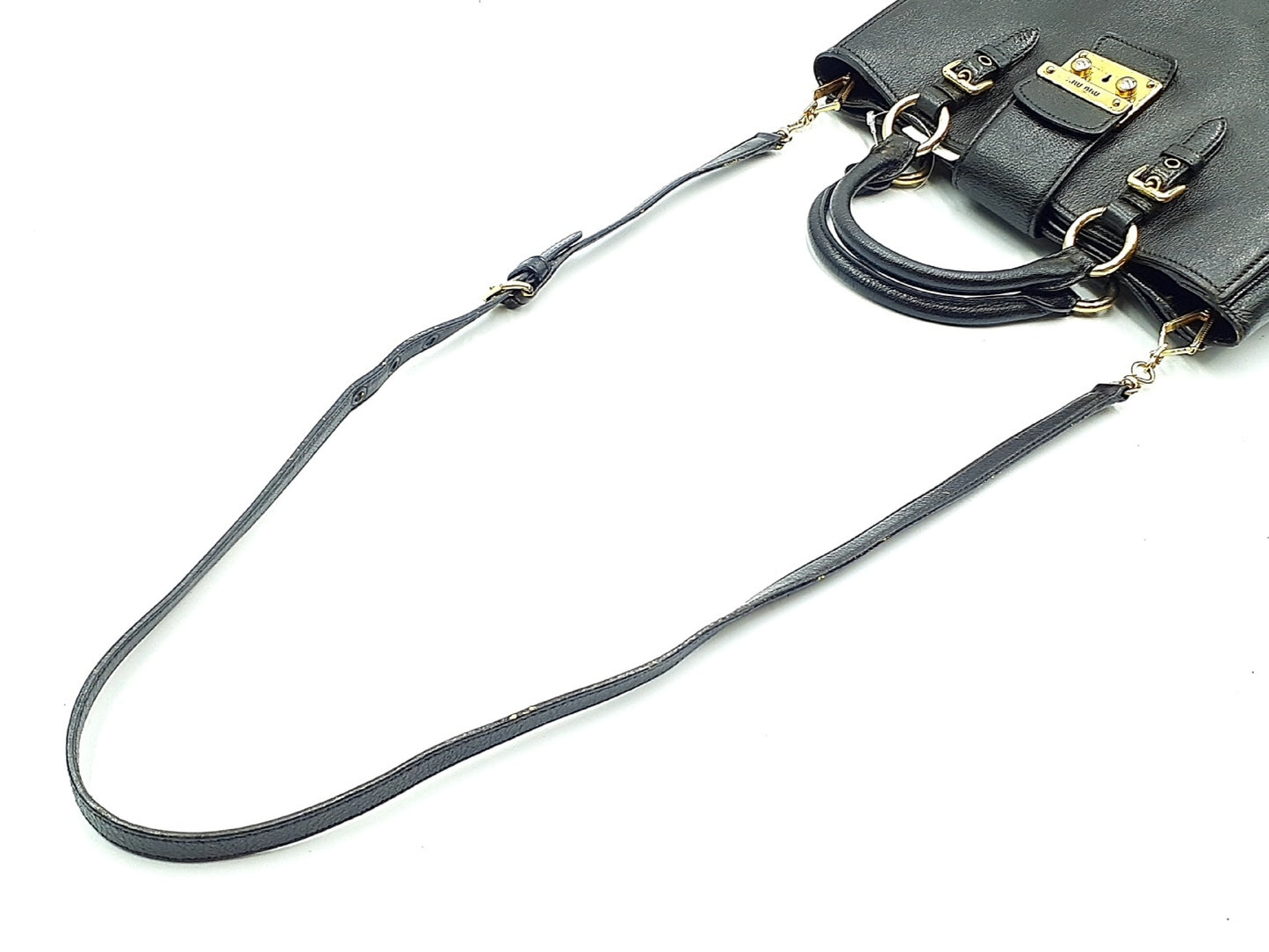 Miu Miu 2-way Madras Leather Handbag with Strap, Gold Hardware