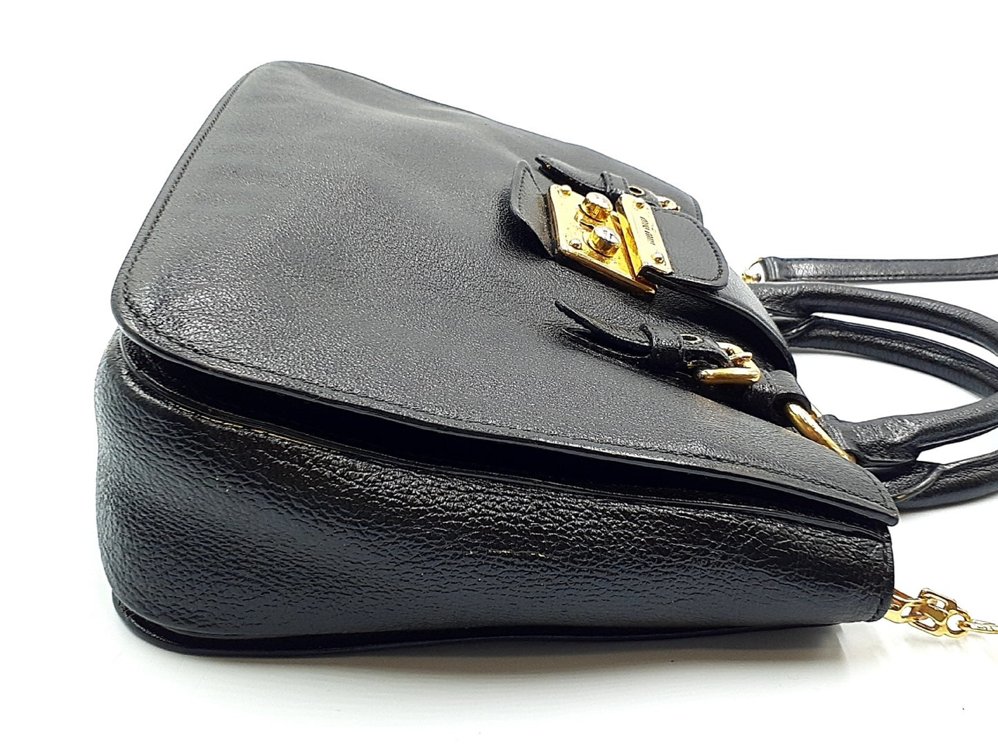 Miu Miu 2-way Madras Leather Handbag with Strap, Gold Hardware