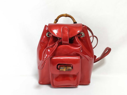 GUCCI Bamboo Backpack in Patent Leather 