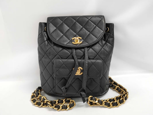 CHANEL Backpack with Matelasse Coco Mark, Lambskin, Chain, and GD Hardware, 3803484