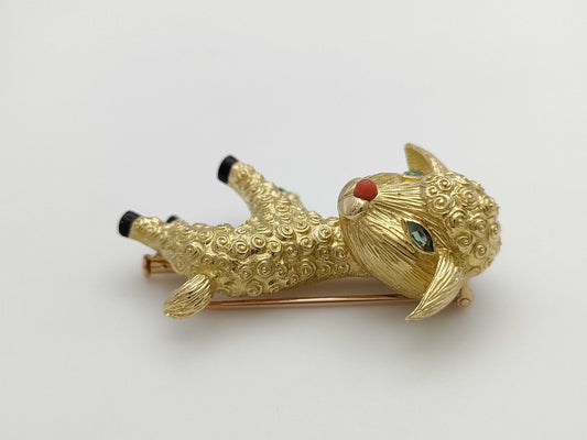 Van Cleef & Arpels Vintage Sheep Tourmaline Brooch in Yellow Gold 750, 15.9g 