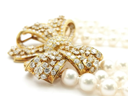 Van Cleef & Arpels Vintage Ribbon Diamond Necklace in 18K Yellow Gold 