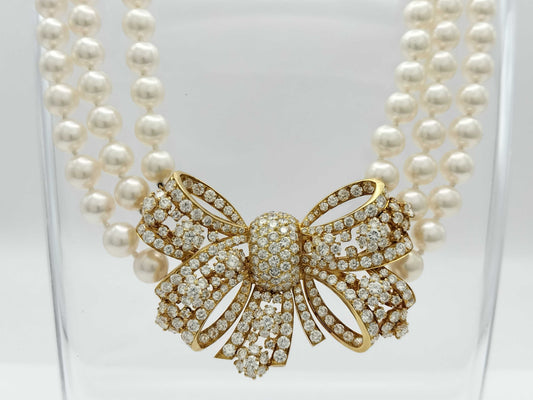 Van Cleef & Arpels Vintage Ribbon Diamond Necklace in 18K Yellow Gold 