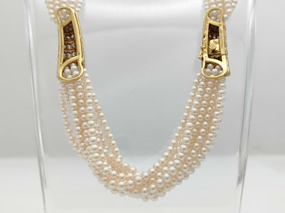 Cartier Pearl and Diamond Necklace, Yellow Gold 750, 15.3g 