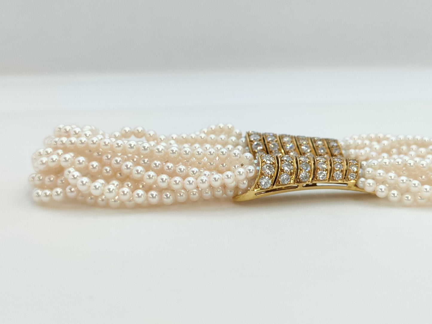 Cartier Pearl and Diamond Necklace, Yellow Gold 750, 15.3g 
