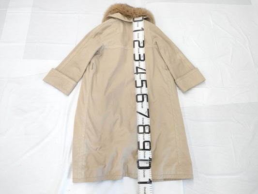 Nina Ricci fur long coat trench coat mink liner fox fur coat