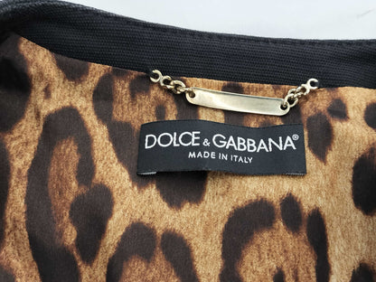 DOLCE&GABBANA DOLCE&GABBANA Collarless Jacket Corset Leopard Print Size 40 Jacket