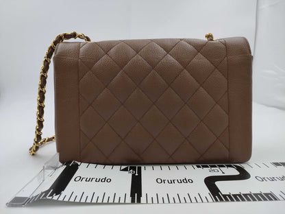 CHANEL Diana Chain Shoulder Bag in Brown Caviar Skin, Diana No. 3 Series