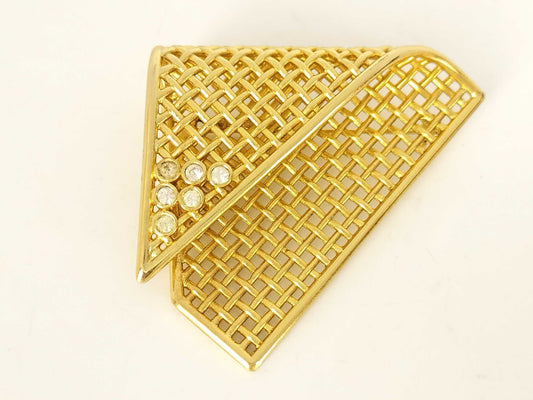 Dior Christian Dior Gold Rhinestone Brooch Jewelry Brooch