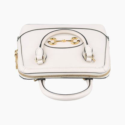 GUCCI Horsebit 1955 White Leather 621220F031970629 Shoulder Bag