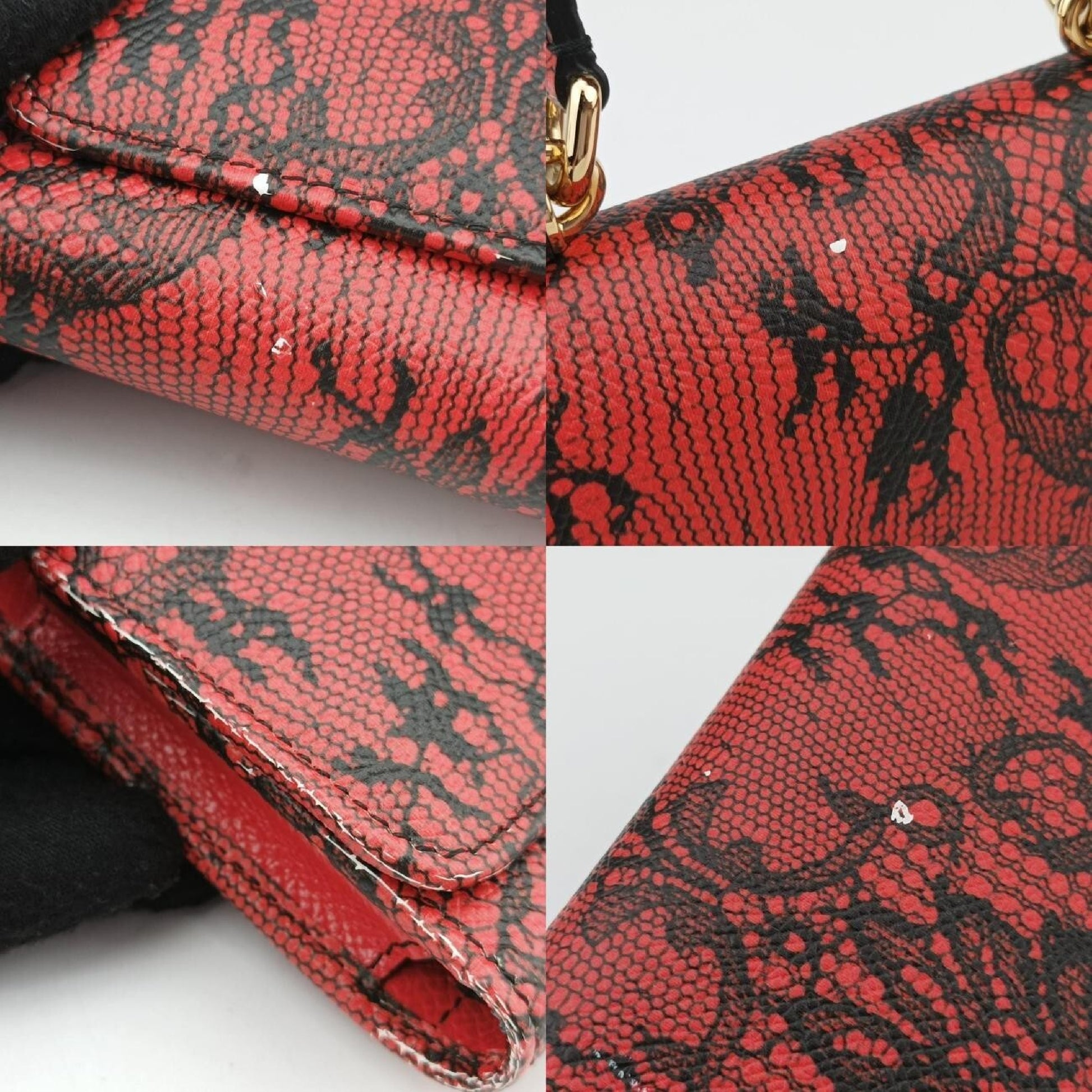 D&G Lace Wallet Mini Red x Black Shoulder Bag