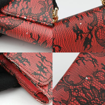 D&G Lace Wallet Mini Red x Black Shoulder Bag