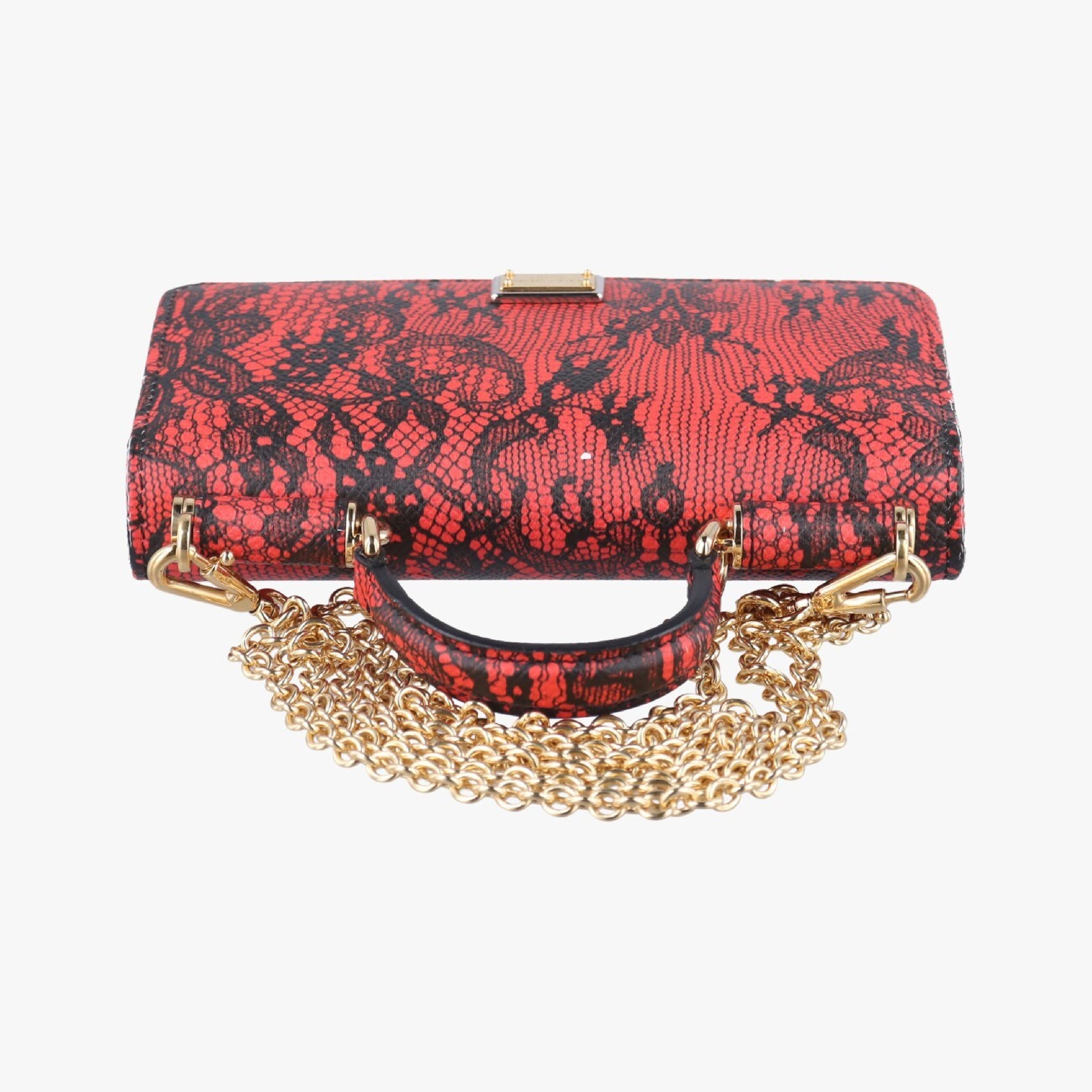 D&G Lace Wallet Mini Red x Black Shoulder Bag