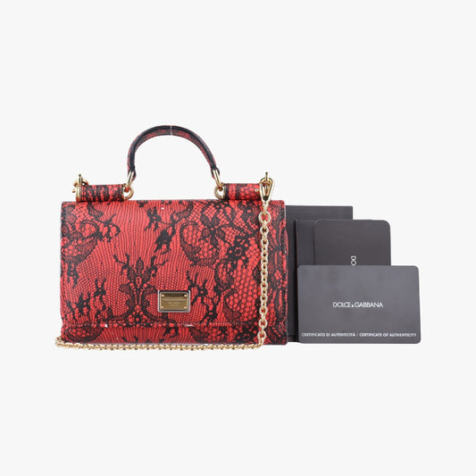 D&G Lace Wallet Mini Red x Black Shoulder Bag