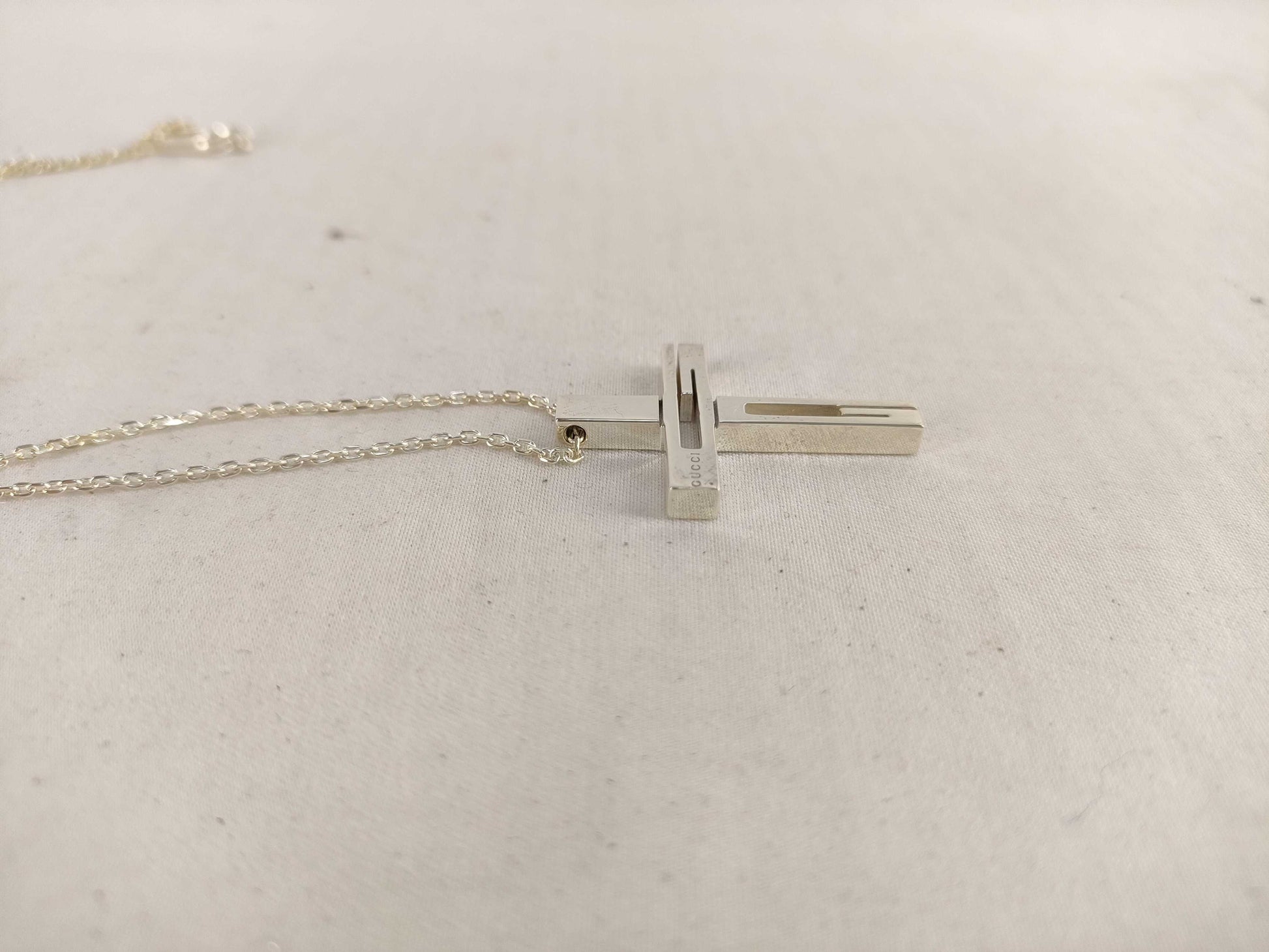 GUCCI GG Cross Silver Necklace