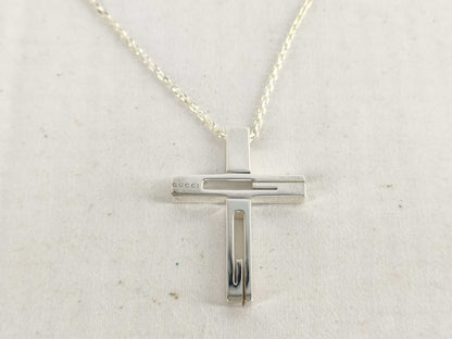 GUCCI GG Cross Silver Necklace