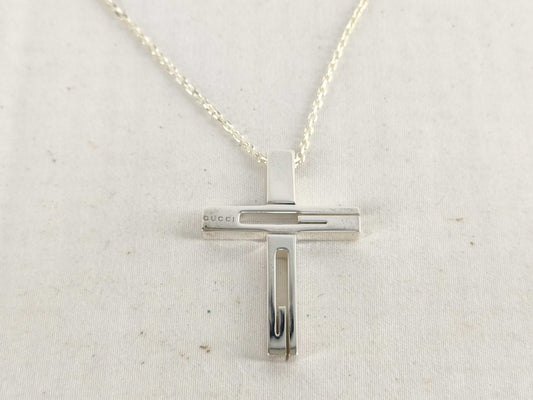 GUCCI GG Cross Silver Necklace