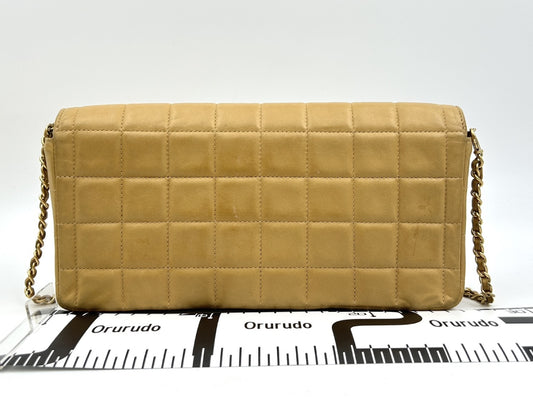 CHANEL CHANEL Chocolate Bar Beige Shoulder Bag with Seal and Shop Seal