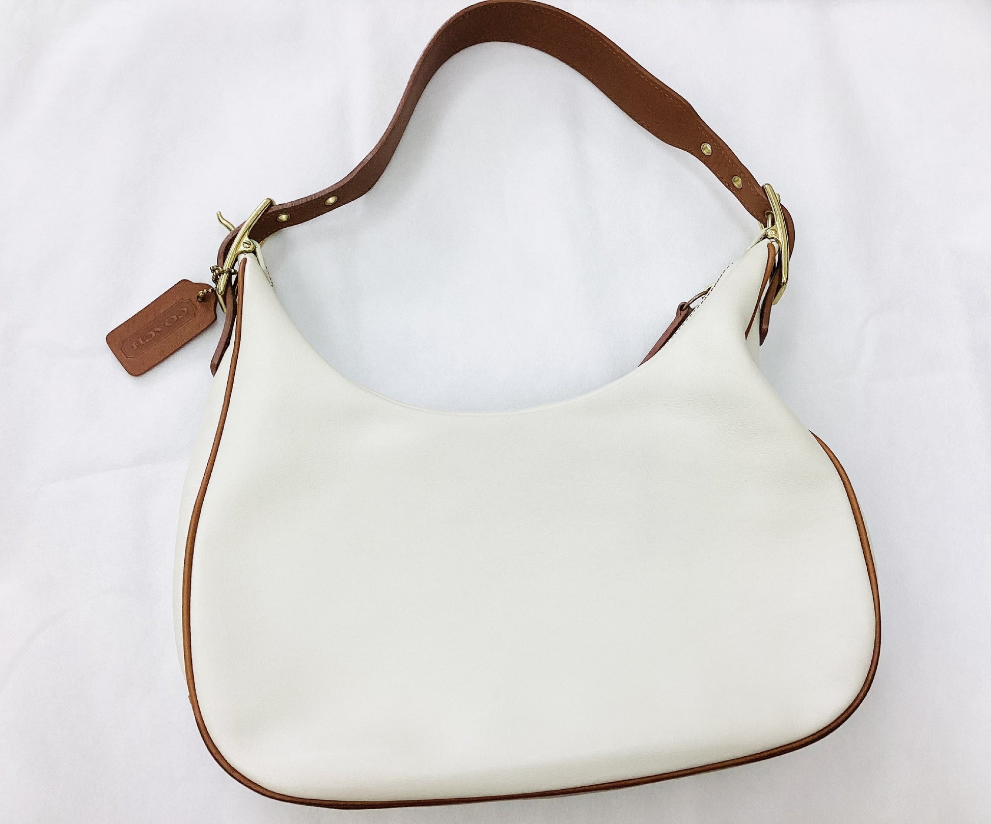 COACH K2W-9342 Ergo Leather Two-Tone Off-White/Brown Handbag
