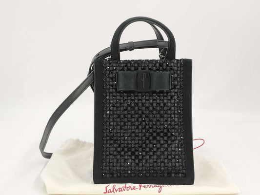 Salvatore Ferragamo VIVA BOW Studded 2-Way Shoulder Bag